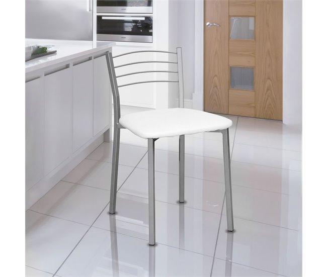 Conjunto de 4 cadeiras de cozinha Chef-S Branco/cinza