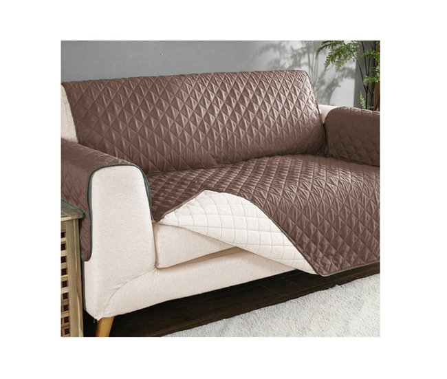  Acomoda Textil - Capa de sofá reversível. Castanho