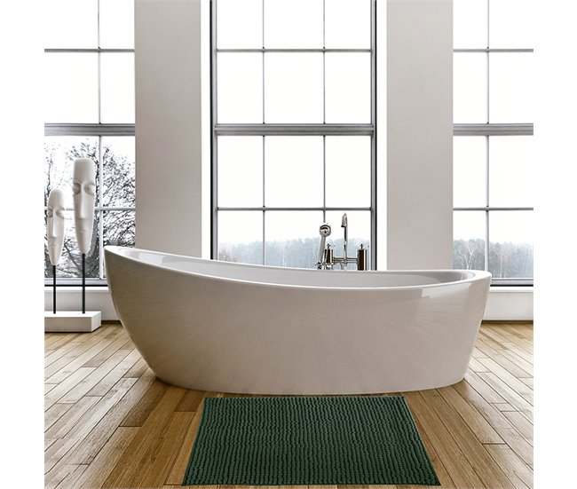 Conjunto de 2 tapetes de banho não deslizantes 90x60 Verde Escuro