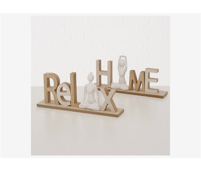Figura decorativa HOME/RELAX YOGA sortido marca BOLTZE Branco/ Madeira