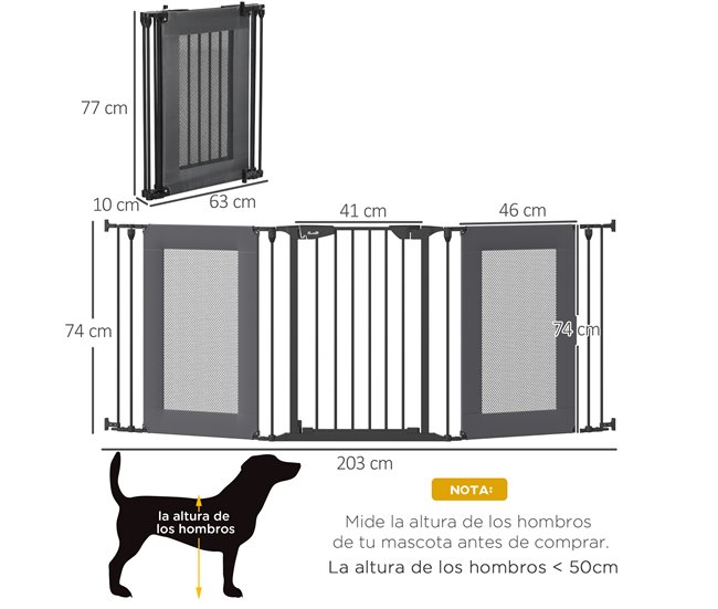 Barreira de Segurança para Cães PawHut D06-163V00BK Preto