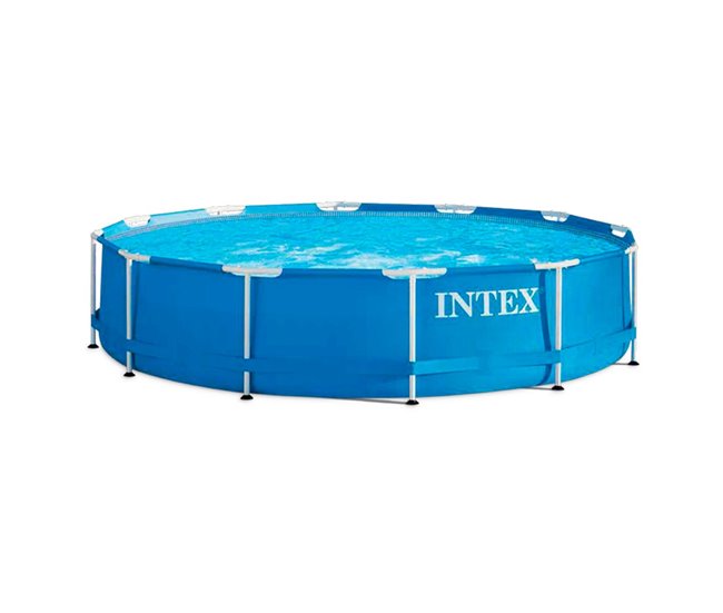 Piscina Intex redonda com estrutura metálica 366x76 cm 6503 litros + purificador Azul