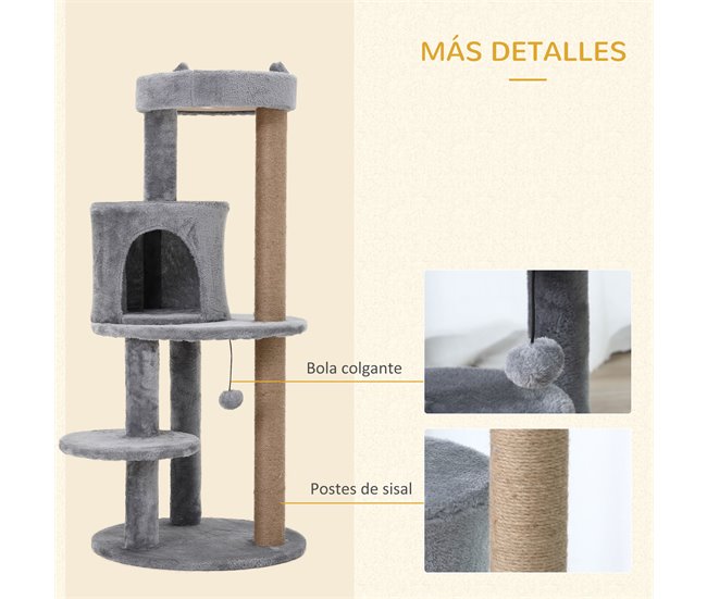 Arranhador para Gatos PawHut D30-274CW Cinza