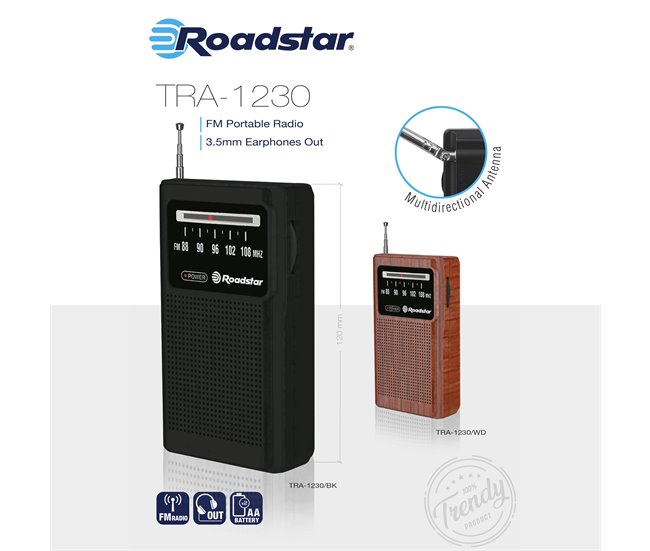 Radio CD Roadstar TRA-1230BK Madeira