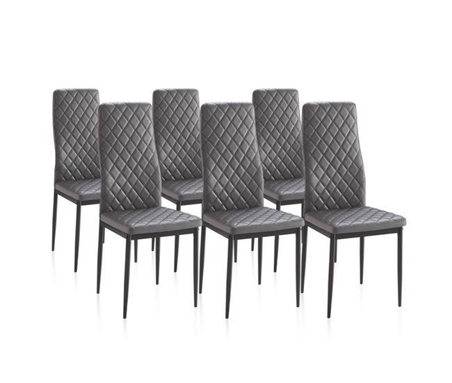  Conjunto de 6 cadeiras de jantar Lacey Cinza