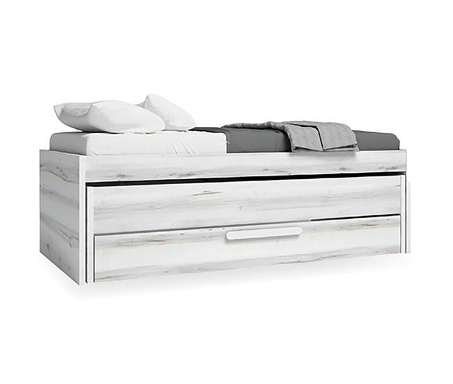 Cama gavetão 90x190cm NEVE cinza e branco Branco