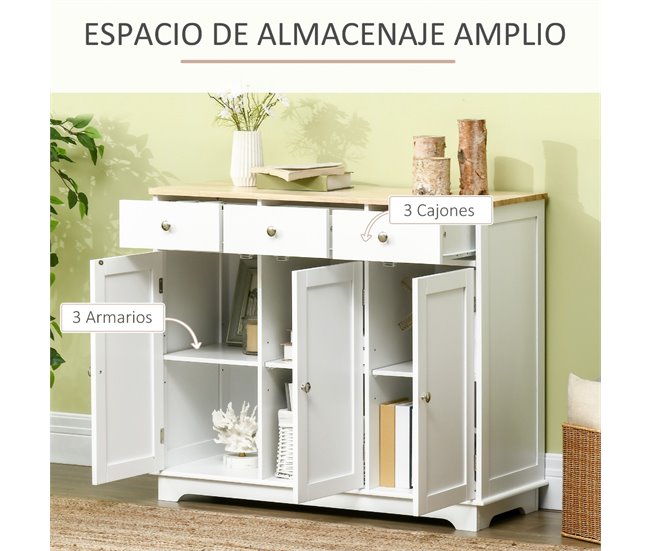 Aparador de Cozinha HOMCOM 835-511WT 101 Branco