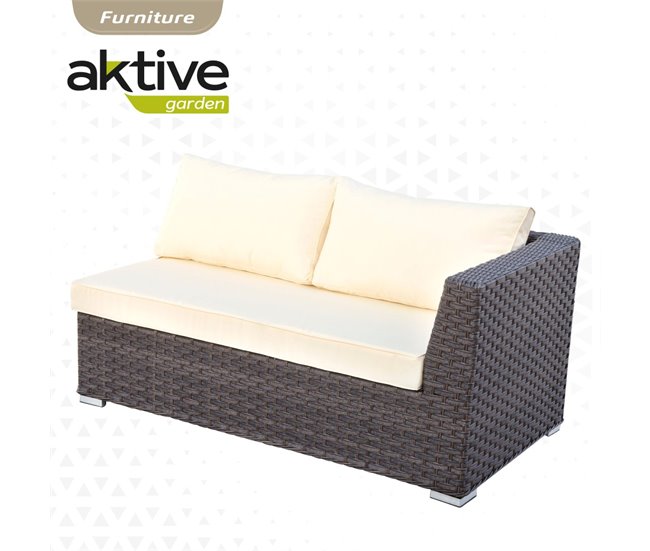 Conjunto de mobiliário de terraço sofá de canto modular com mesa Aktive Preto