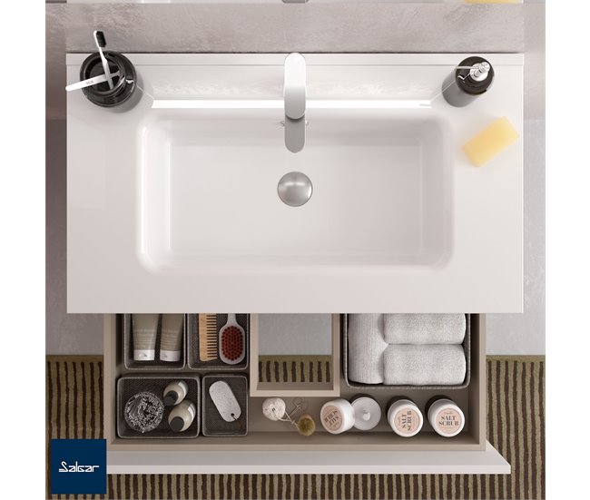 Móveis de casa de banho Bequia | Pia de porcelana 100 Branco