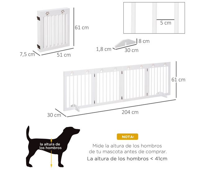 Barreira de Segurança para Cães PawHut D06-084 Branco