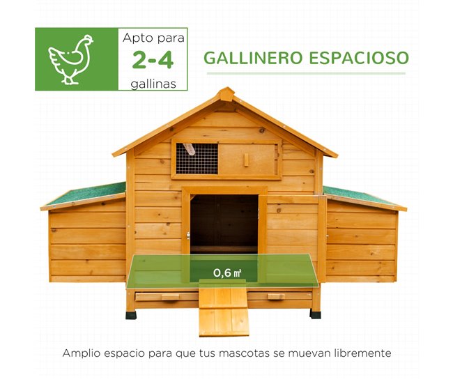  PawHut Galinheiro de madeira D51-065V01 Madeira