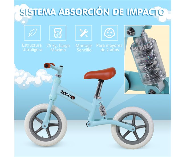 Bicicleta sem Pedais PP e Metal HOMCOM Azul