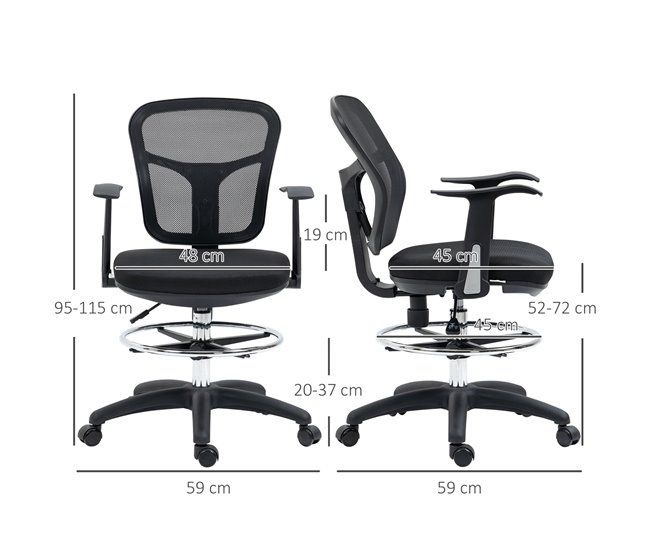  Cadeira de desenho Vinsetto 921-623V00BK Preto