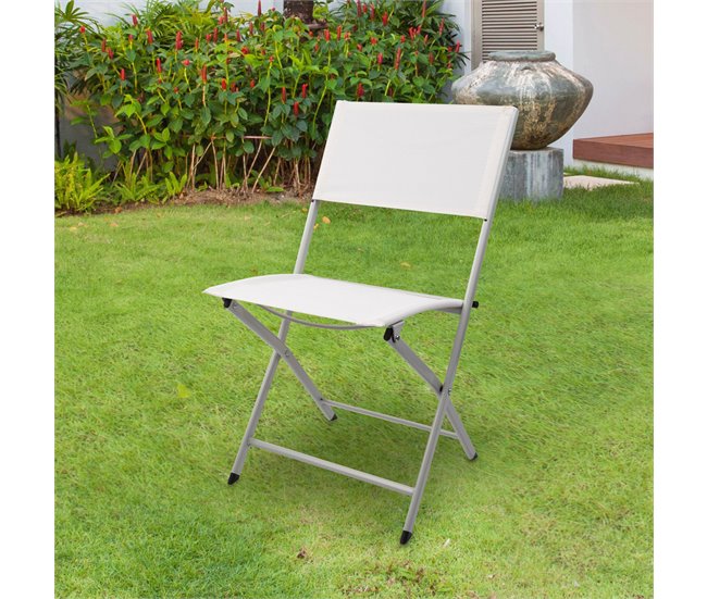 Cadeira dobrável de jardim de tecido reforçado Aktive Branco