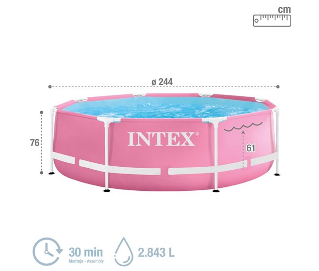 Piscina destacável circular 2.843 L Metal Frame INTEX Rosa
