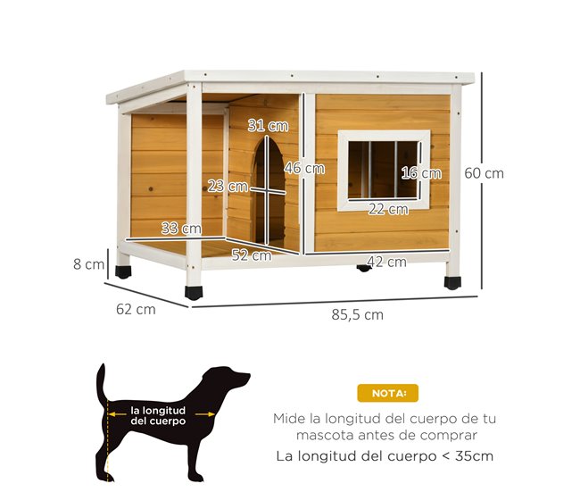  Casa para cães PawHut D02-152V00OG Madeira