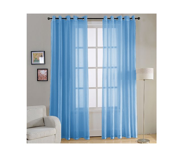  Cortina de janela translúcida. Azul