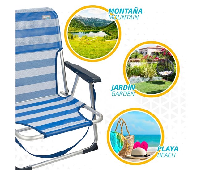 Cadeira de praia dobrável fixa alumínio com asa Aktive Azul