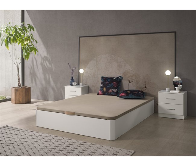 Sofá de arrumação dobrável em madeira Estela 150x200 Branco