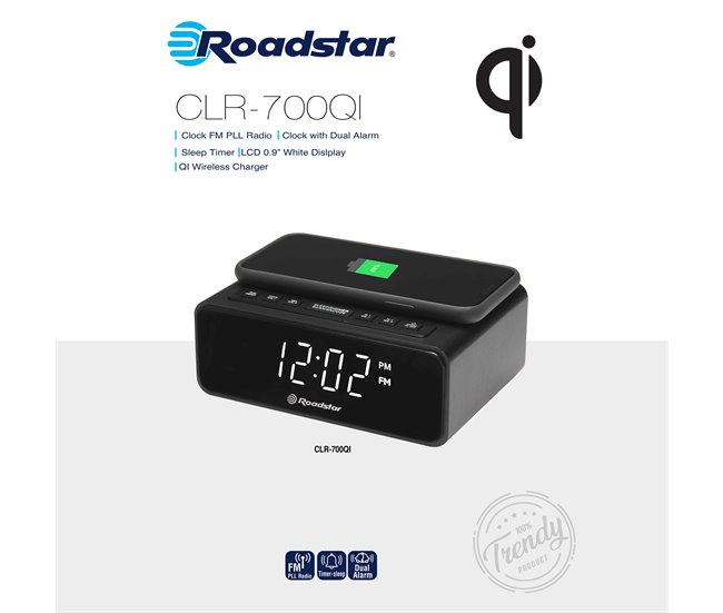 Relógio despertador Roadstar CLR-700  Qi Preto