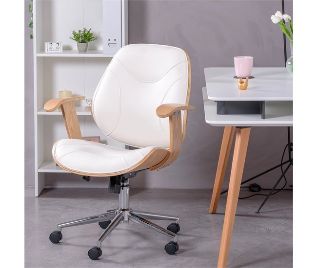 Cadeira de escritório em couro sintético - Nordic Branco