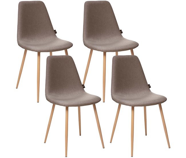 Conjunto de 4 cadeiras do tipo escandinava Castanho
