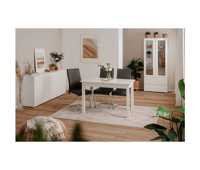 Mesa de jantar extensível COBURG 120 cm branca Branco