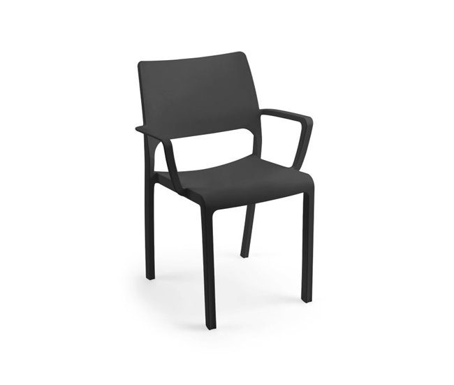  Conjunto de 4 cadeiras Ocean empilháveis Cinza Escuro