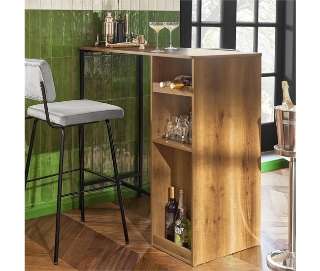 Mesa de bar alta com suporte para copos e vinhos FWT97-PF SoBuy Castanho