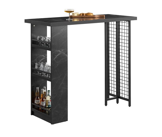 Mesa alta de bar com 3 prateleiras SoBuy FWT100-SCH Preto