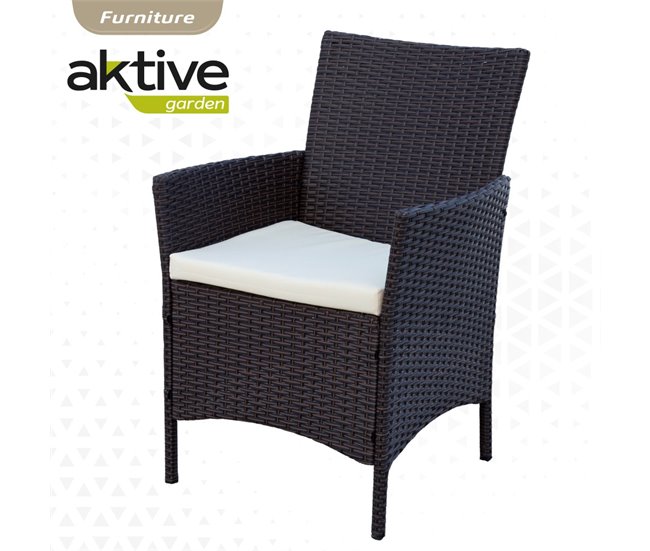 Conjunto de mobiliário de terraço cadeiras e mesa rattan Aktive Preto