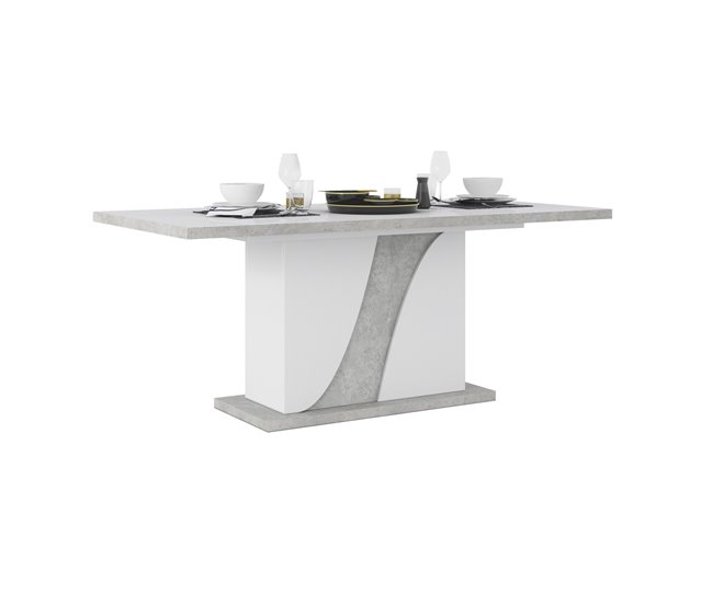 Mesa de jantar retangular extensível GOYA Branco/cinza