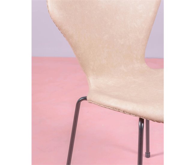 Conjunto de 4 cadeiras vintage em pele sintética - Seven Bege
