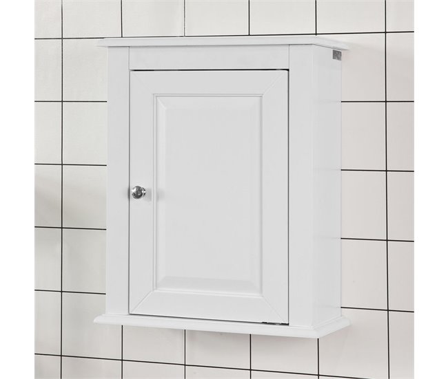 Armário de casa de banho de parede com porta FRG203-DG SoBuy 10 Branco