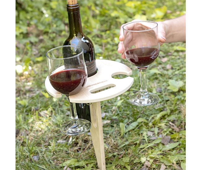 Mesa de Vinho para o Exterior Dobrável e Portátil WINNEK Castanho