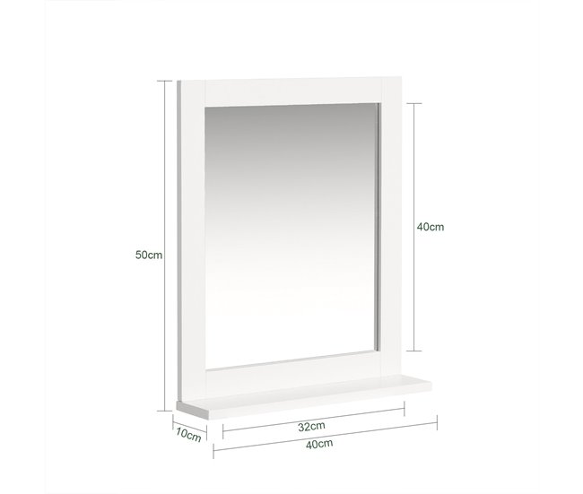 Espelho de casa de banho 2 em 1 e prateleira FRG129-W SoBuy Branco