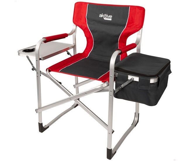 Cadeira de camping diretor com mesa e bolsa térmica Aktive Preto/ Vermelho