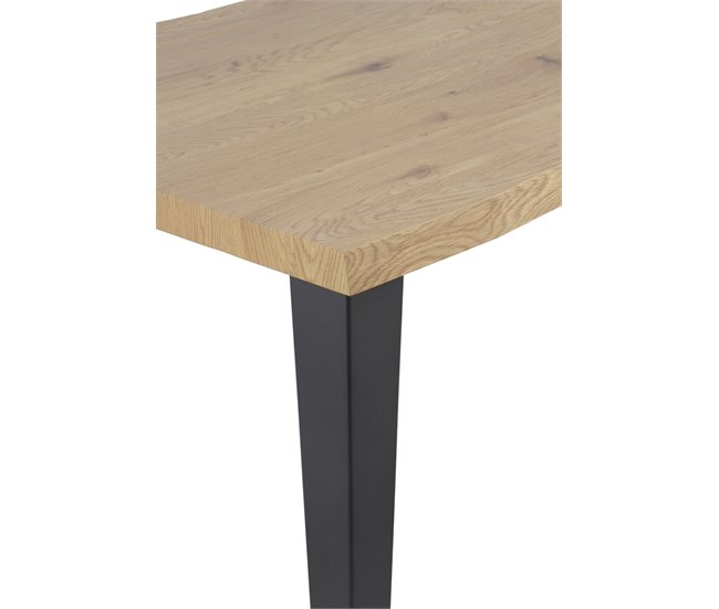 Mesa de melamina efeito madeira com pernas de metal Natural