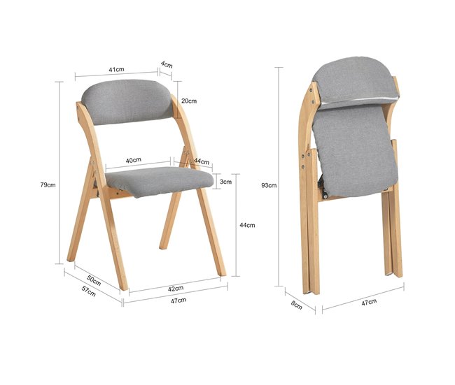 Cadeira de madeira dobrável com assento e encosto FST92-N SoBuy Madeira