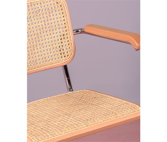 Cadeira retro em rattan e madeira com braços - Cesca Faia