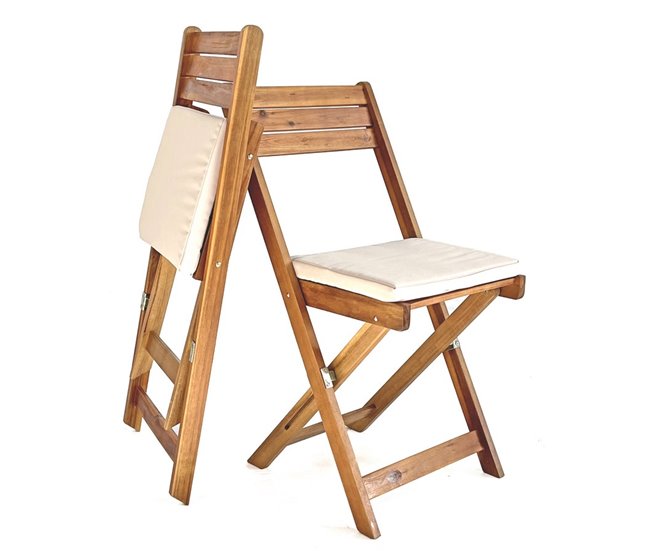 Conjunto de mesa e cadeiras dobráveis ​​de madeira para jardim Natural