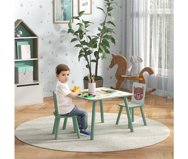 Mesa e Cadeiras para Crianças ZONEKIZ 312-102V00GN 60x60 Rosa