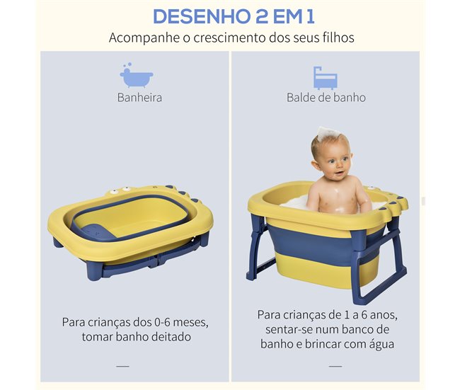 Banheira Dobrável para Bebé HOMCOM 400-016YL Amarelo