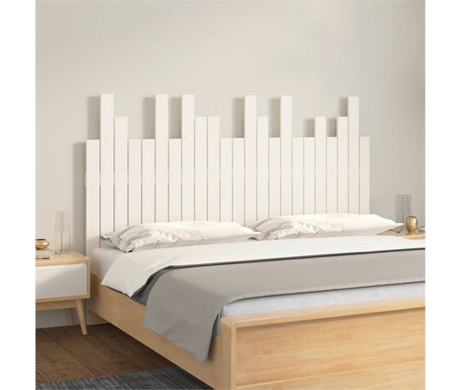 Cabeceira de cama de parede em madeira maciça 146 Branco