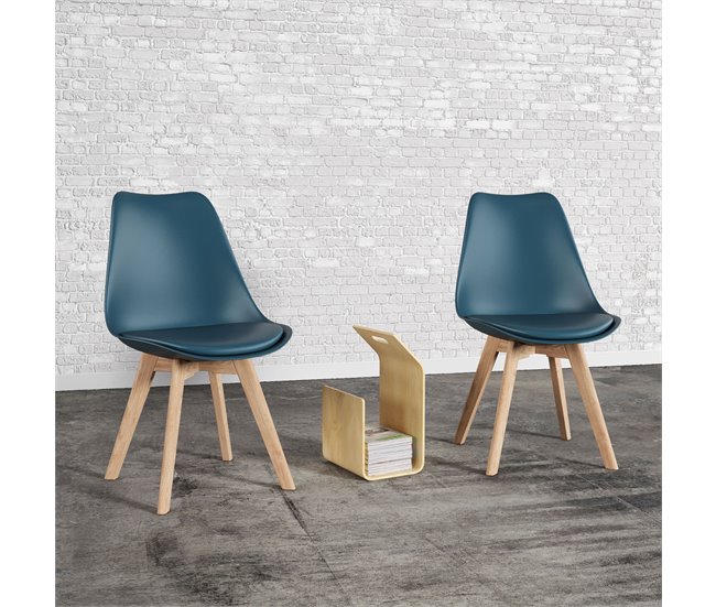 Conjunto de 4 cadeiras escandinavas NORA com almofada Azul