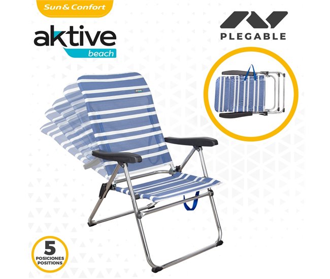 Saving pack 2 cadeiras de praia anti-queda multiposições Mykonos Aktive Azul