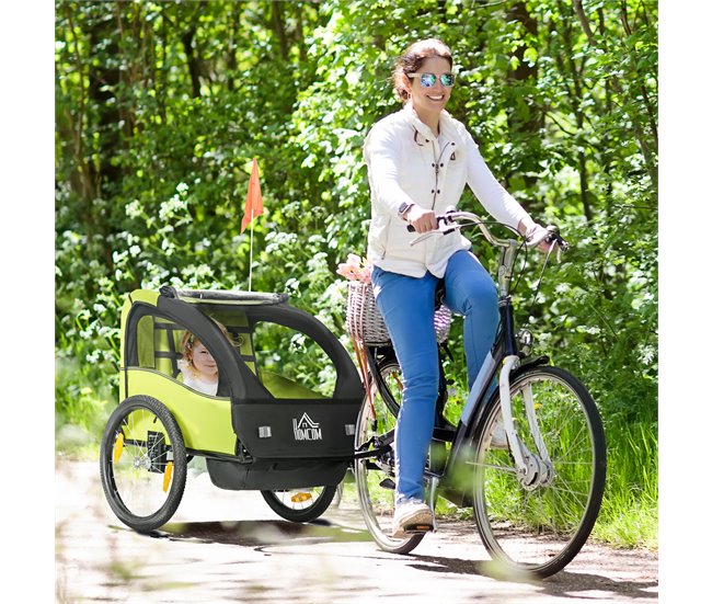 Reboque Bicicleta para Crianças HOMCOM 440-038V00RD Verde