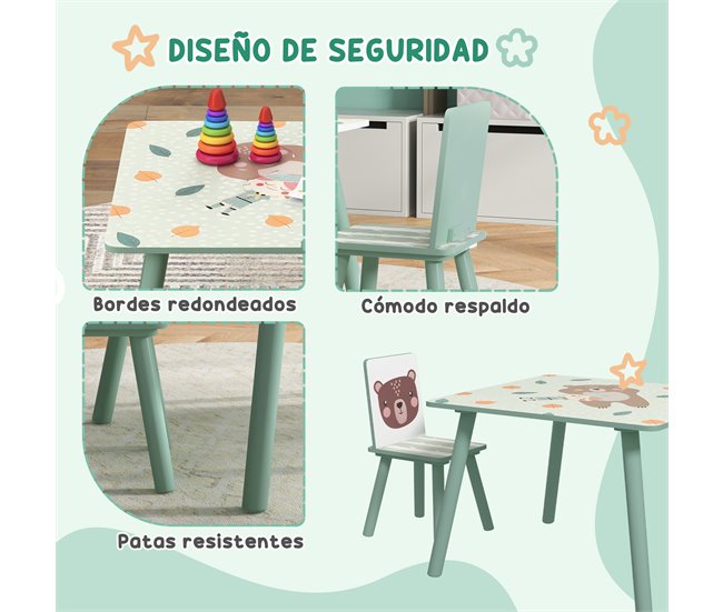 Mesa e Cadeiras para Crianças ZONEKIZ 312-102V00GN 60x60 Rosa
