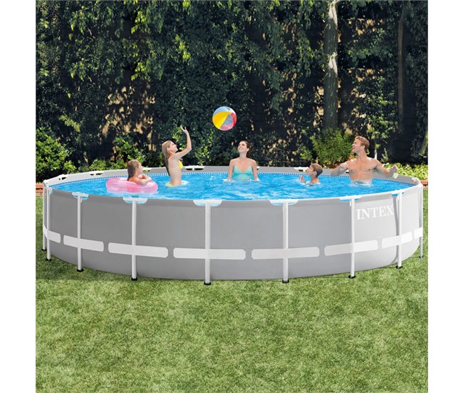 piscina redonda desmontável intex prisma frame 549x122 cm com sistema de filtragem Cinza