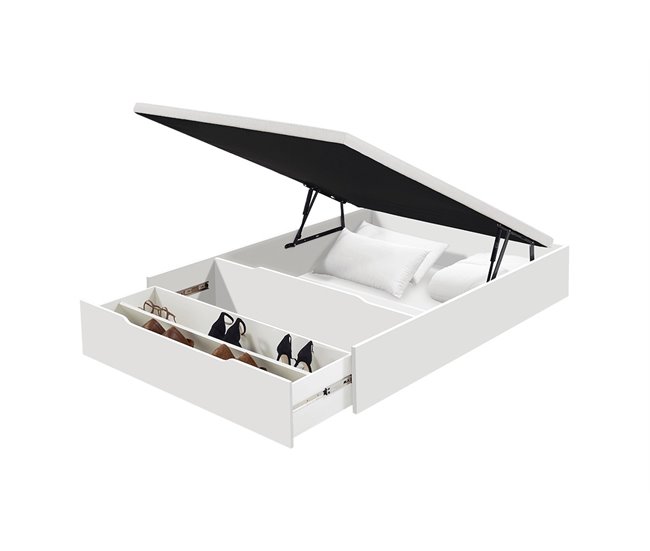 Base Flex Box Sapateira Natural 90x190 Roupeiro Horizontal - Cama com arrumação - Conforama